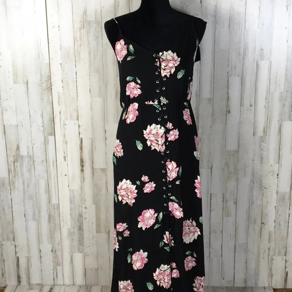 NWT Intu Floral Lace Up Front Maxi Dress Long S